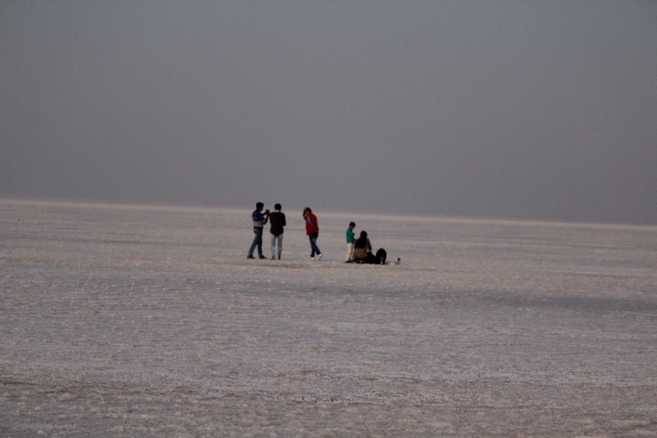 White desert after sunset