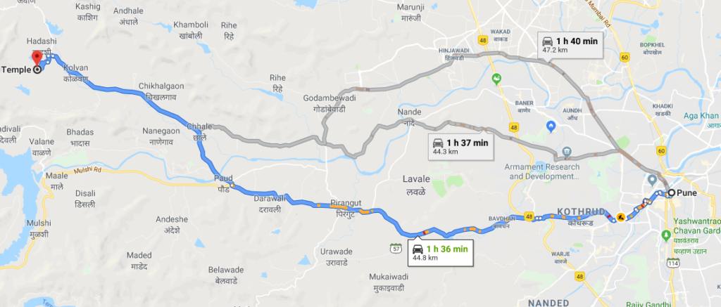 Pune to Hadshi Temple Route